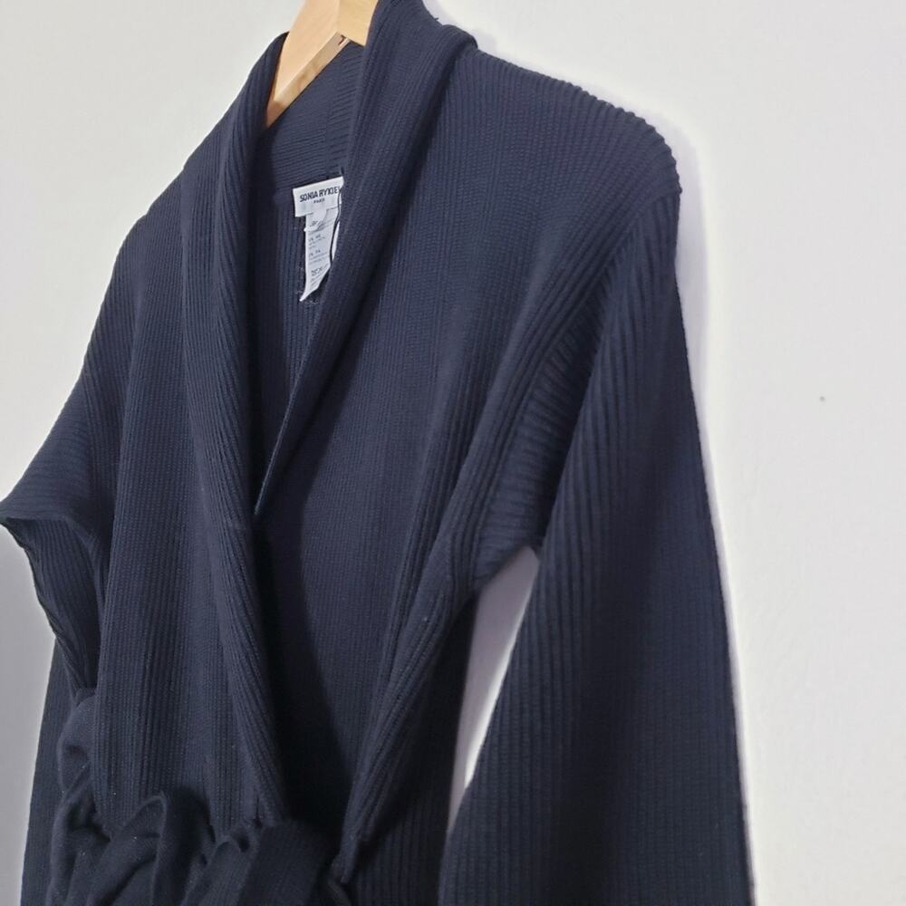 Sonia Rykiel Wool Ruffle Wrap Cardigan Sweater EU 38 Made In Italy - Picture 5 of 13